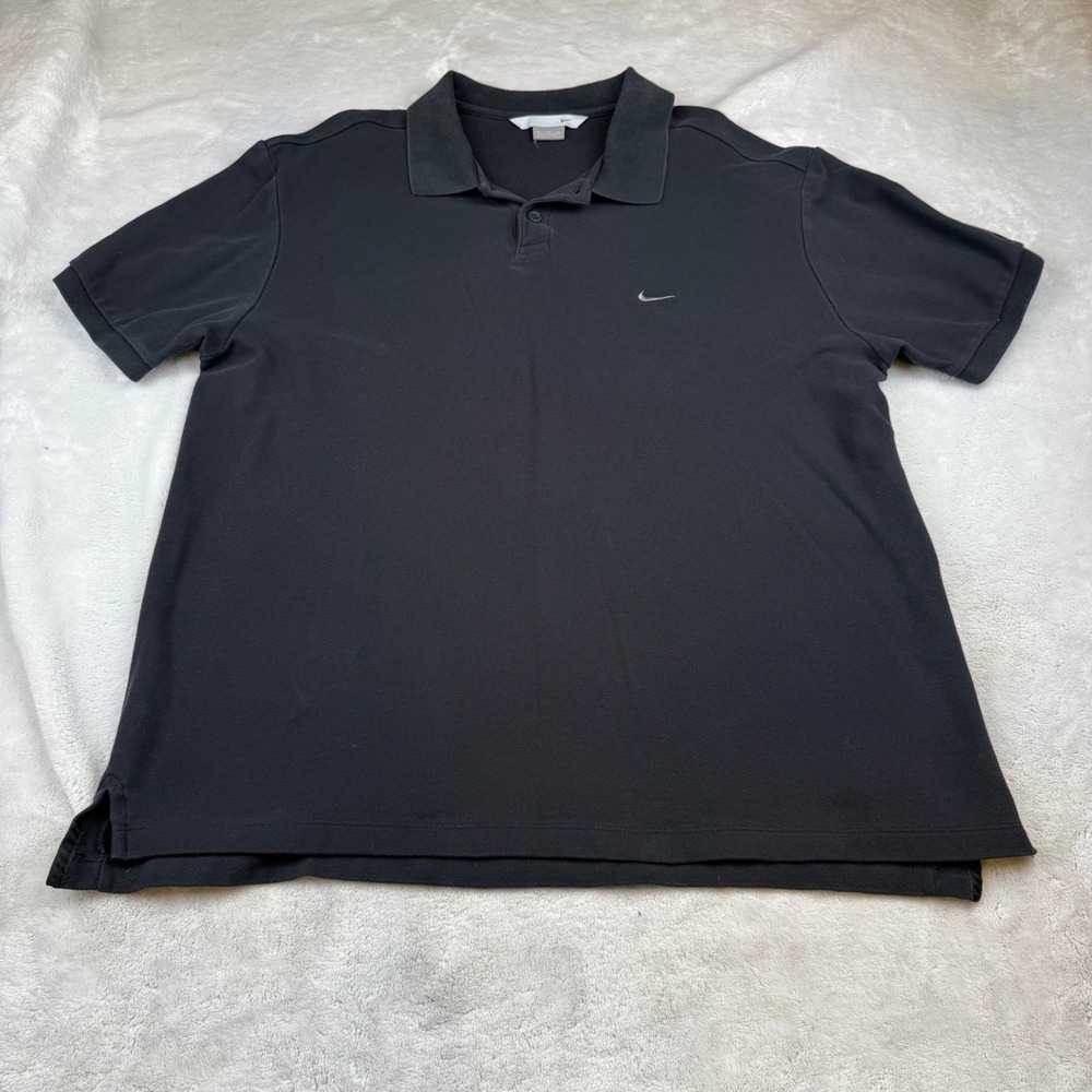 Vintage Nike Golf Polo Shirt Mens XL Black Cotton Embroidered Logo Casual Active